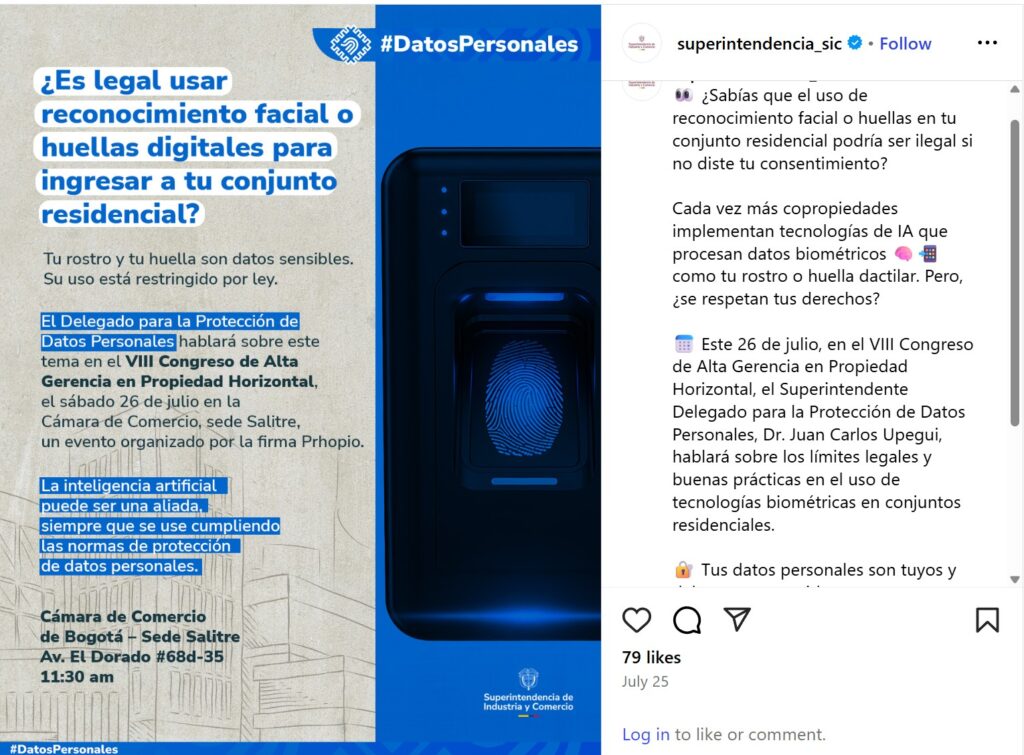 Datos biométricos, huella, reconocimiento facial, rostro iris y el uso restringido en propiedad horizontal