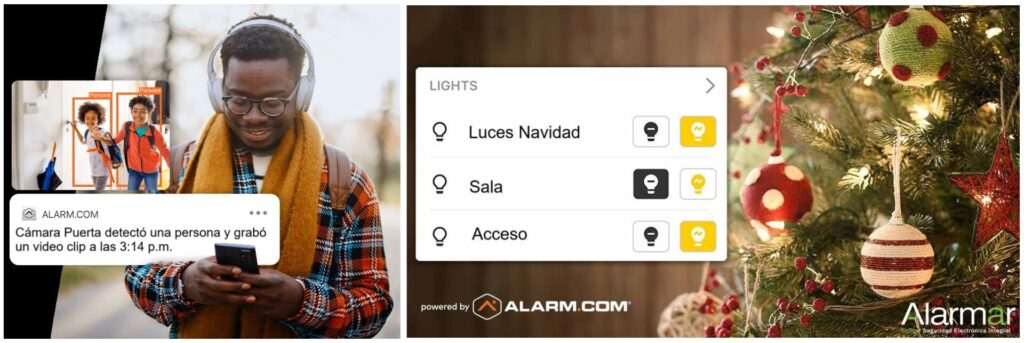 Servicio de vigilancia remota integrado con funcionalidades de automatización para hogar inteligente, control de luces y electrodomésticos