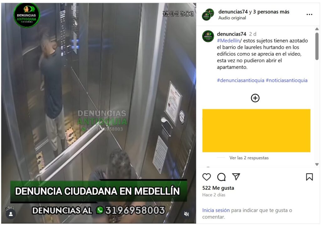Denuncian ladrones apartamenteros de edificios en el barrio Laureles en Medellin